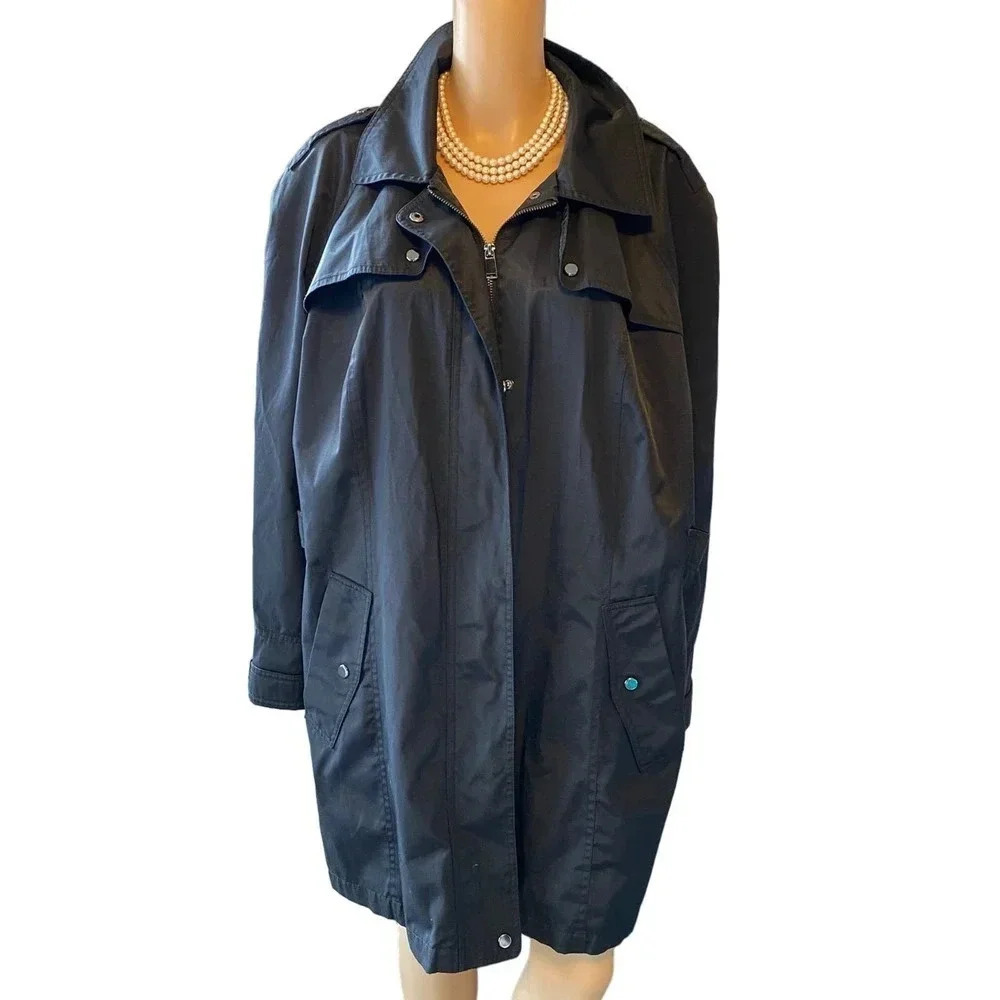 Covington Full Zip Snap Button Black Chore Barn Coat Jacket Women Plus 2X